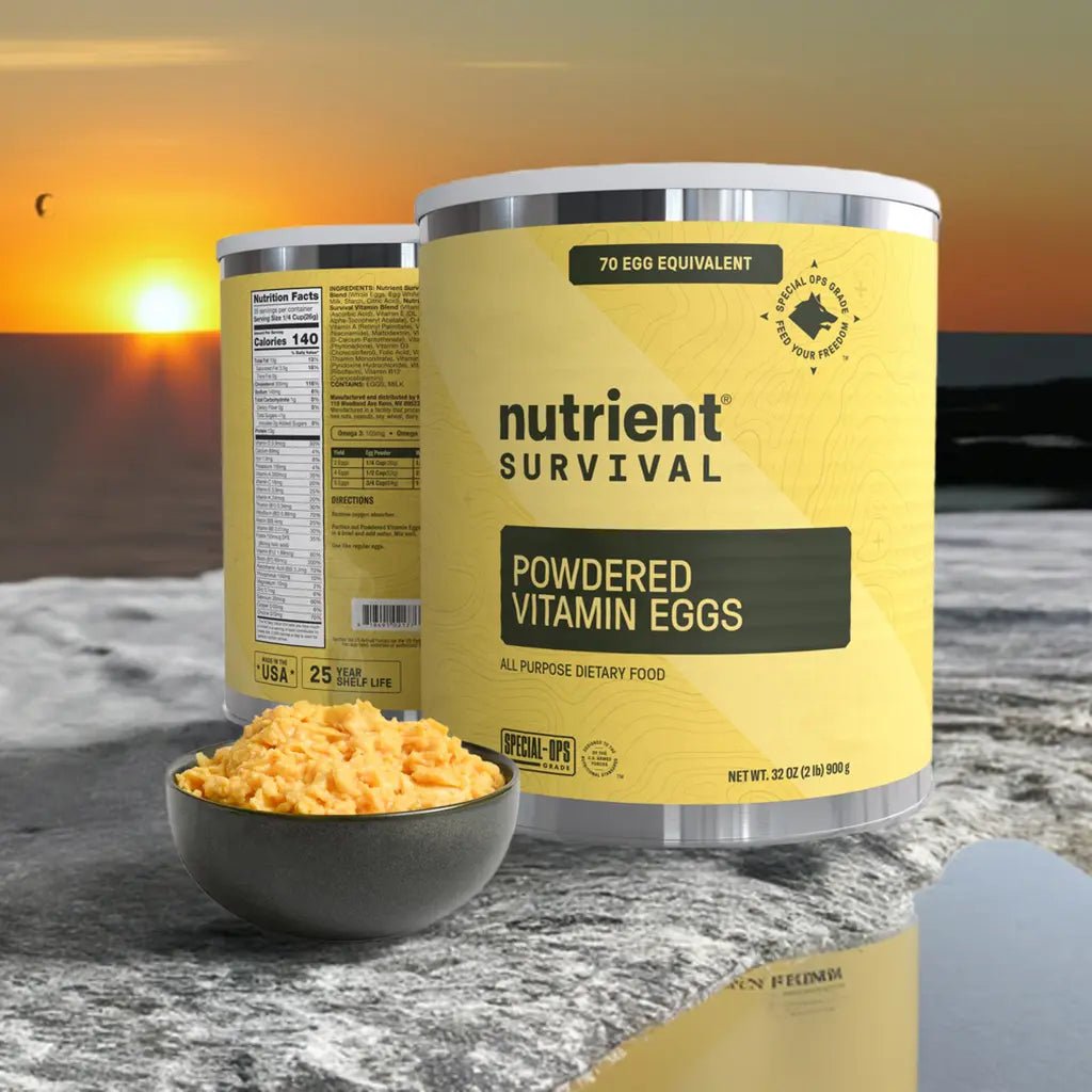 70 Egg Equivalent Nutrient Survival Vitamin Powdered Eggs Blend, Freeze Dried Prepper Supplies & Emergency Food Supply, 33 Essential Nutrients, Gluten Free, Shelf Stable Up to 25 Years - Fresh Hearth