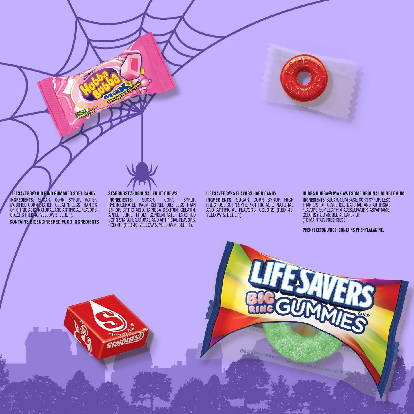 Wrigley's STARBURST, LIFE SAVERS, HUBBA BUBBA & LIFE SAVERS Gummies Halloween Candy Assortment, 95 Ct Bulk Bag