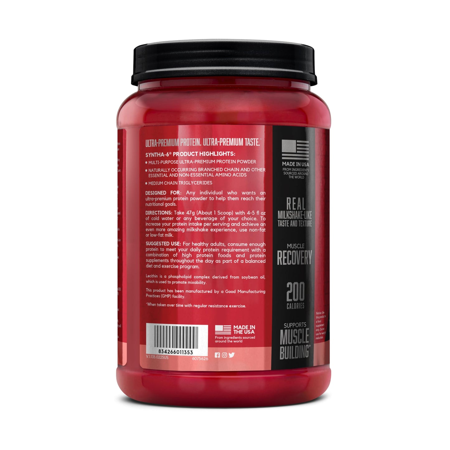BSN SYNTHA-6 Premium Protein Powder with 6g of Fiber, Whey Isolate, Micellar Casein, Milk Protein Isolate, 6g of Fat, Strawberry Milkshake, 14 Servings, 1.45 Pound (Packaging May Vary)