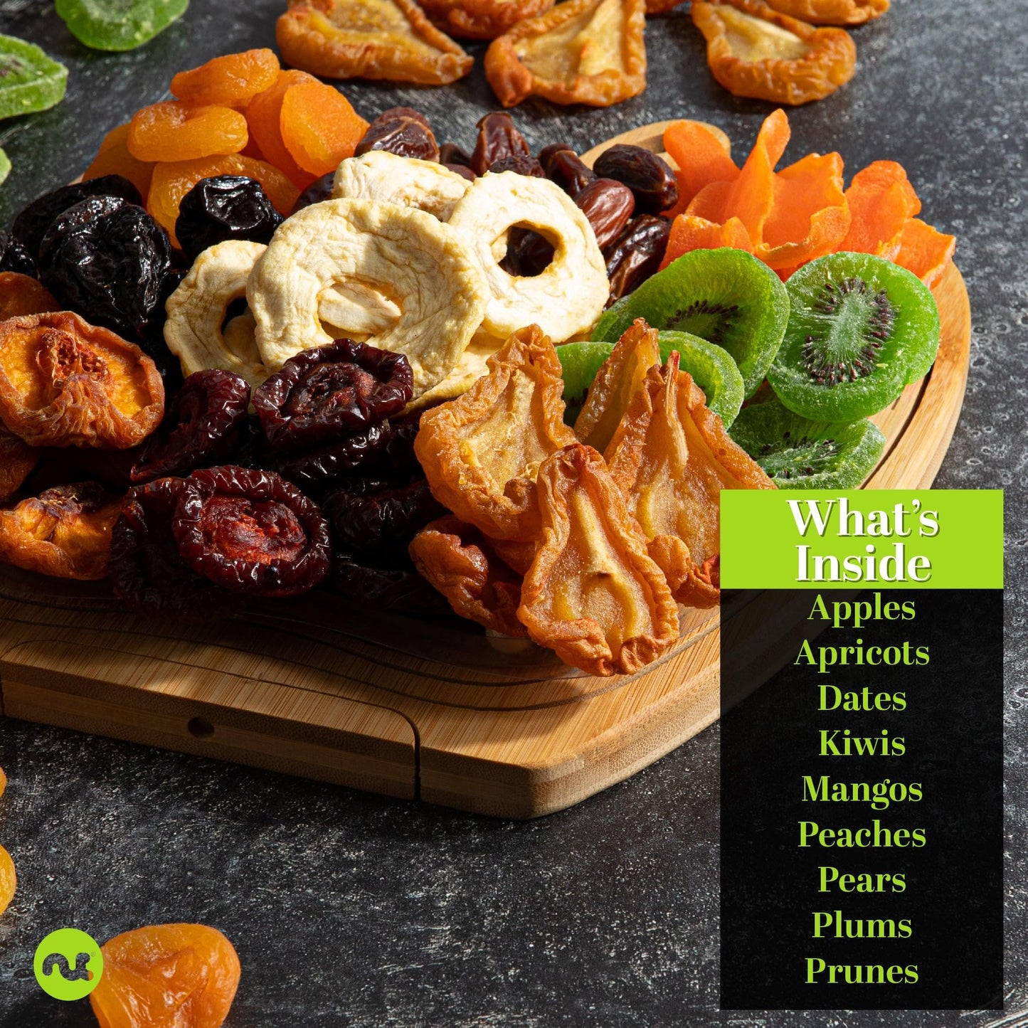 NUT CRAVINGS - Diwali Sweets Hamper Mid-Autumn Festival Dried Fruit Flower Arrangement Gift Basket in Wooden Apple-Shaped Gift Basket + Tray (9 Assortment) Healthy Snack Care Package, Food Assortments