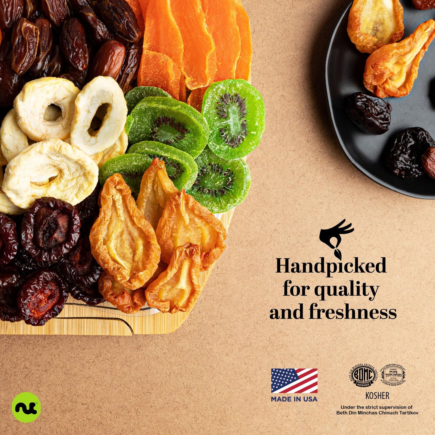 NUT CRAVINGS - Diwali Sweets Hamper Mid-Autumn Festival Dried Fruit Flower Arrangement Gift Basket in Wooden Apple-Shaped Gift Basket + Tray (9 Assortment) Healthy Snack Care Package, Food Assortments