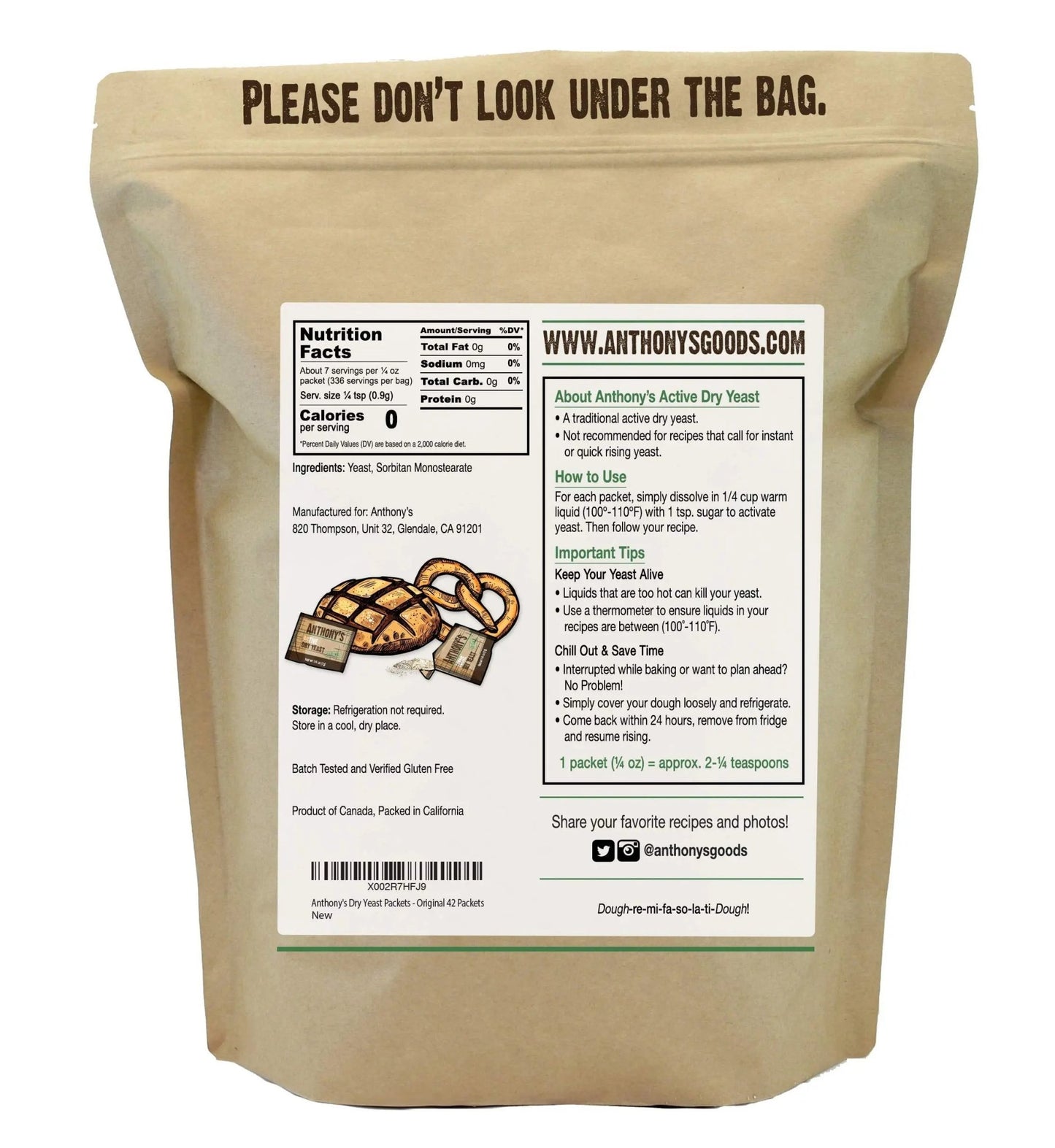 Anthony's Active Dry Yeast Packets, Contains 42 Individual Packets, Gluten Free - Fresh Hearth