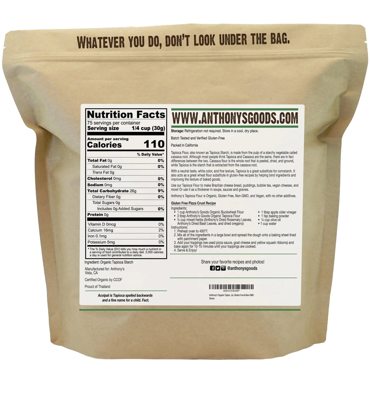 Anthony's Organic Tapioca Flour Starch, 5lbs, Gluten Free & Non GMO - Fresh Hearth