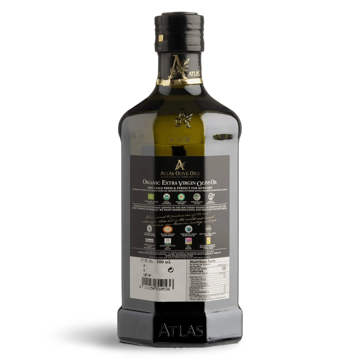 Atlas, organic Cold pressed olive oil, Pressed Moroccan Extra Virgin Olive Oil, Polyphenol Rich | EVOO From Morocco, Newly Harvested Unprocessed from One Single Family Farm | Trusted by Award - Winning Chefs | 500 mL - Fresh Hearth