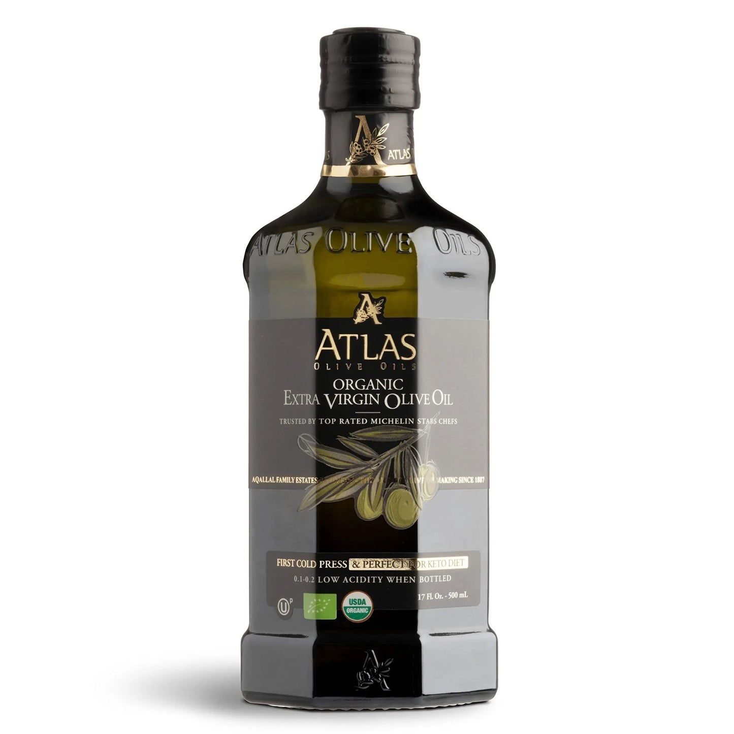 Atlas, organic Cold pressed olive oil, Pressed Moroccan Extra Virgin Olive Oil, Polyphenol Rich | EVOO From Morocco, Newly Harvested Unprocessed from One Single Family Farm | Trusted by Award - Winning Chefs | 500 mL - Fresh Hearth