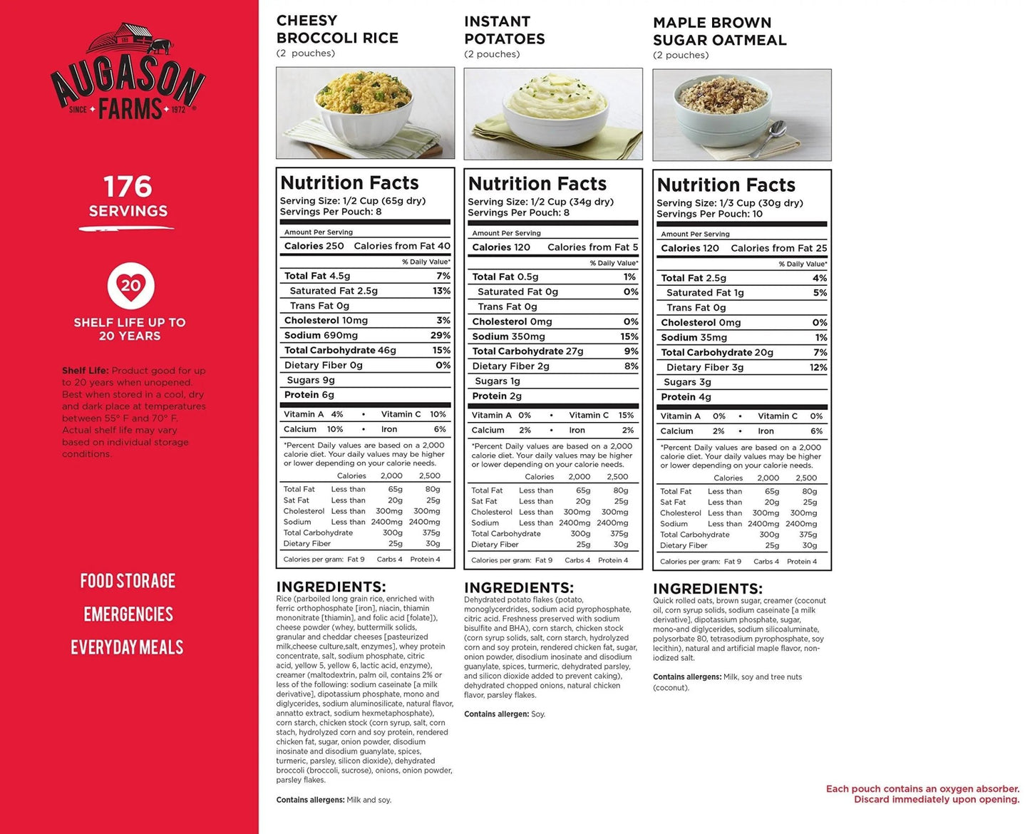Augason Farms 5 - 20100 72 - Hour 4 - Person Emergency Food Storage Kit 14 lbs 7 oz - Fresh Hearth