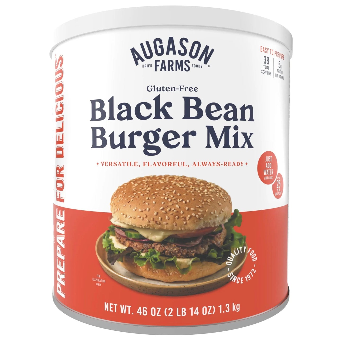 Augason Farms Black Bean Burger Mix Can, Certified Gluten Free, Emergency Food Supply, Everyday Meals, 38 Servings - Fresh Hearth