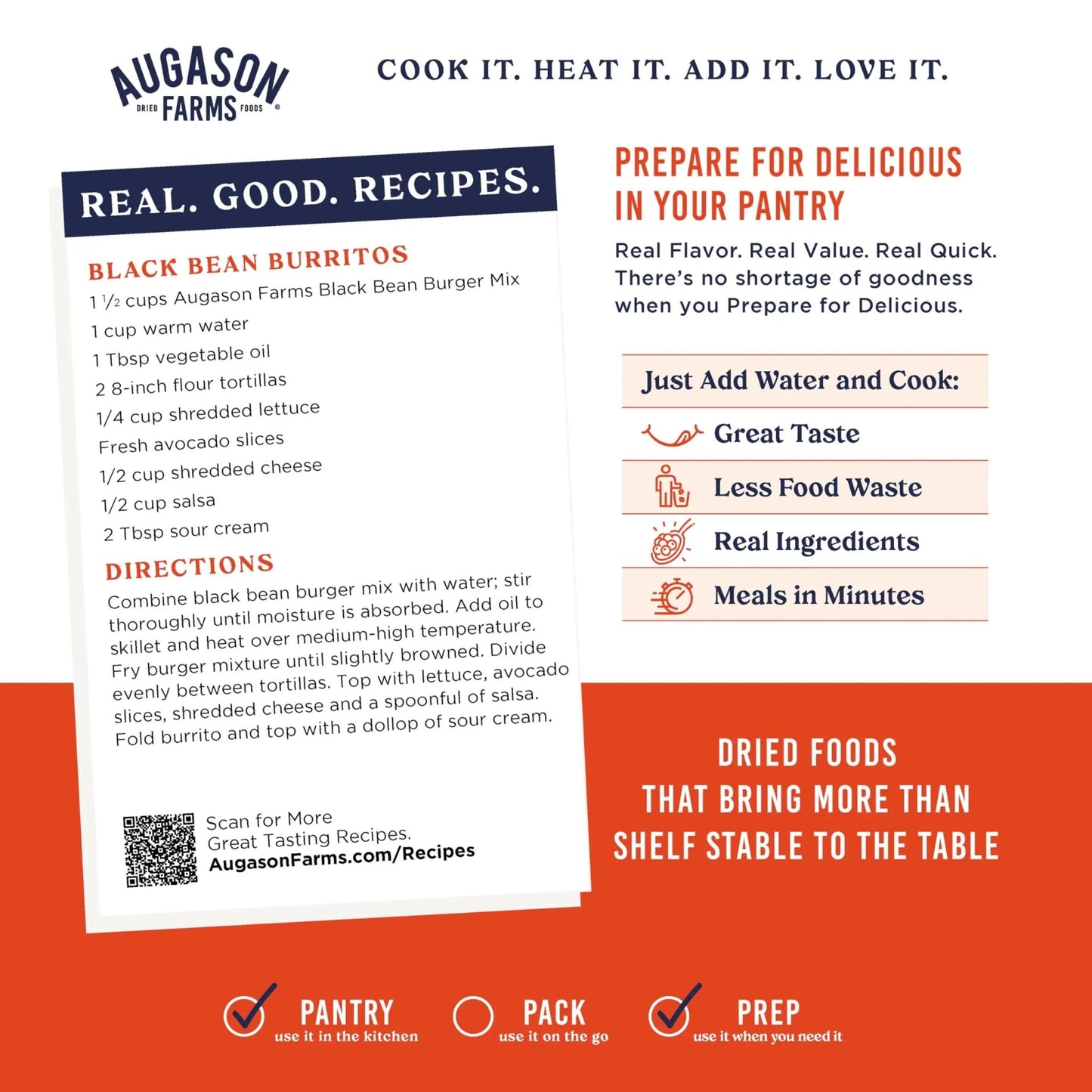 Augason Farms Black Bean Burger Mix Can, Certified Gluten Free, Emergency Food Supply, Everyday Meals, 38 Servings - Fresh Hearth