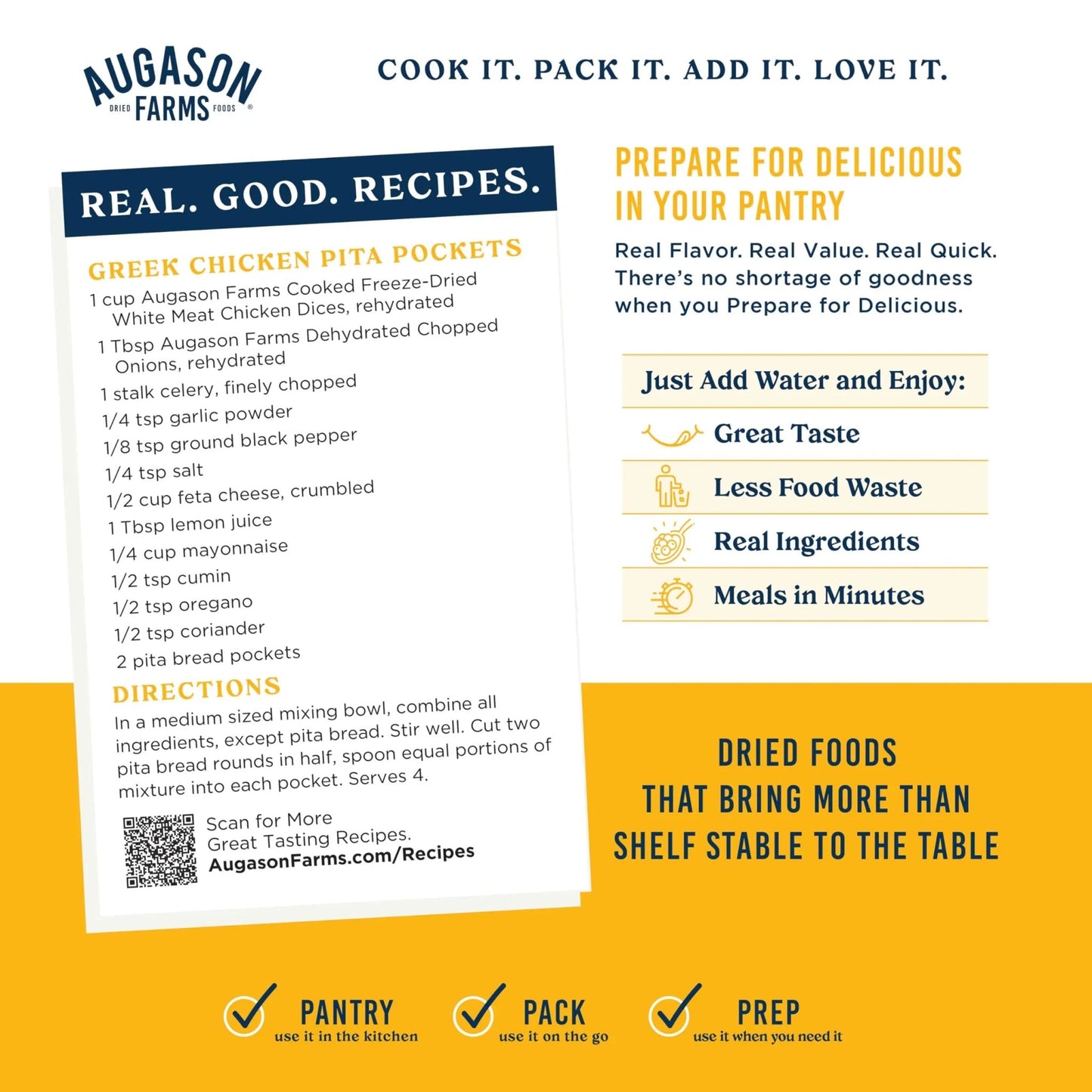 Augason Farms Cooked Freeze Dried White Meat Chicken Dices Can, Emergency Food Supply, Everyday Meals, 15 Servings - Fresh Hearth