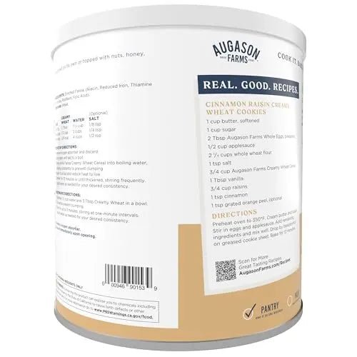 Augason Farms Creamy Wheat Cereal Can, Emergency Food Supply, Everyday Meals, 55 Servings - Fresh Hearth