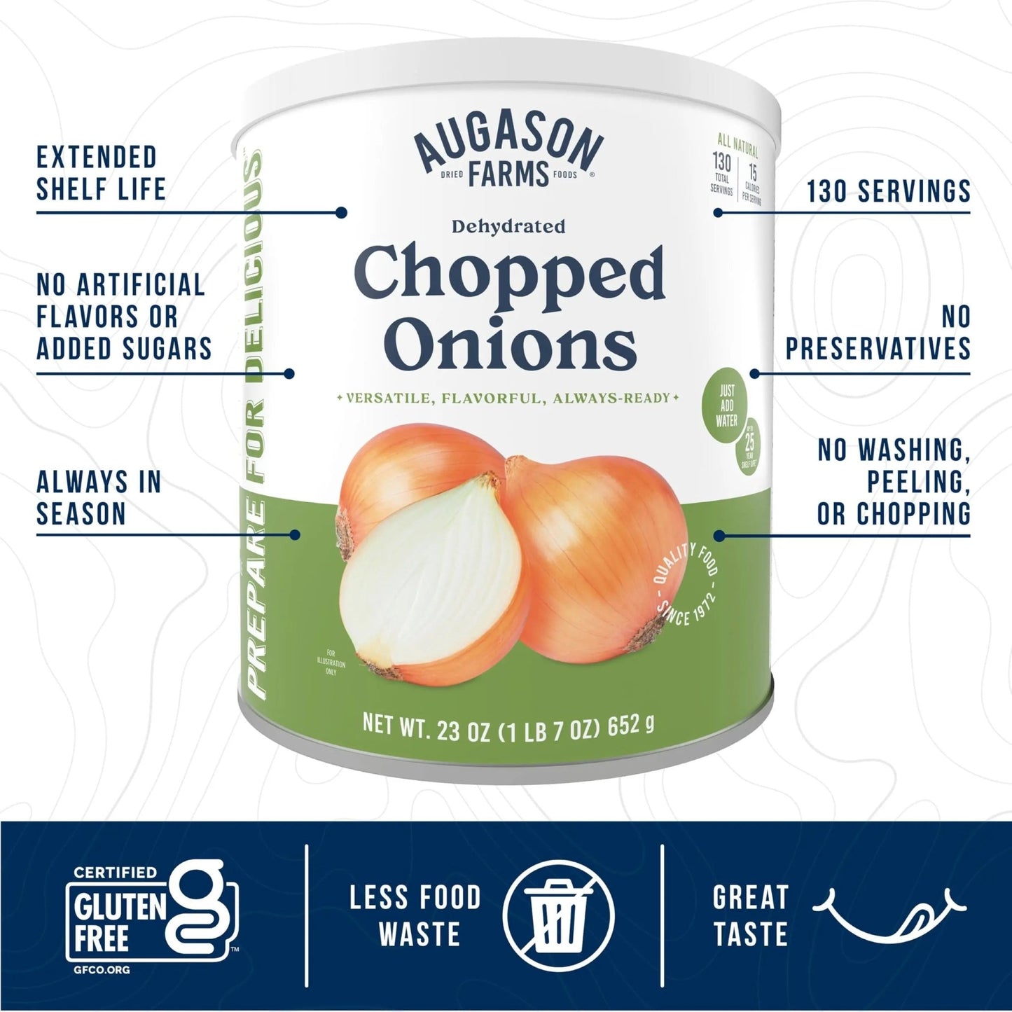 Augason Farms Dehydrated Chopped Onions Can, Emergency Food Supply, Everyday Meals, 130 Servings - Fresh Hearth