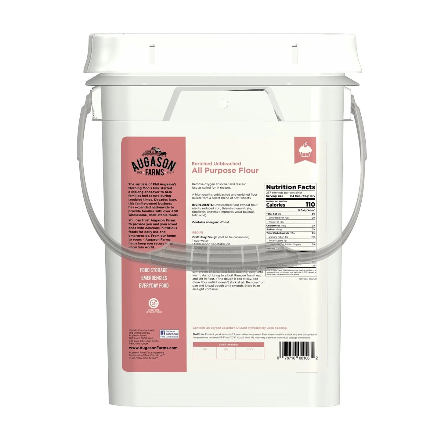 Augason Farms Enriched Unbleached Flour All Purpose Flour 17 Pound (Pack of 1) - Fresh Hearth