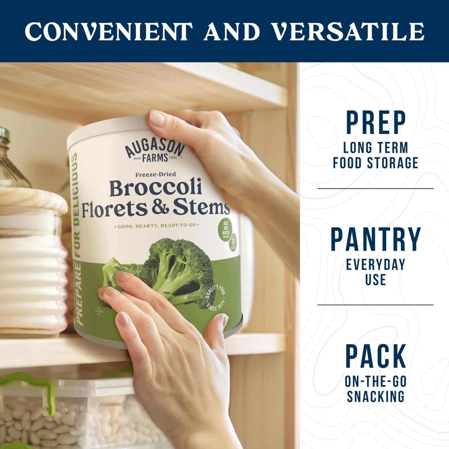 Augason Farms Freeze Dried Broccoli Florets & Stems Can, Emergency Food Supply, Everyday Meals, 34 Servings - Fresh Hearth
