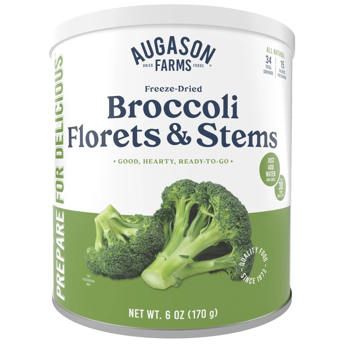 Augason Farms Freeze Dried Broccoli Florets & Stems Can, Emergency Food Supply, Everyday Meals, 34 Servings - Fresh Hearth
