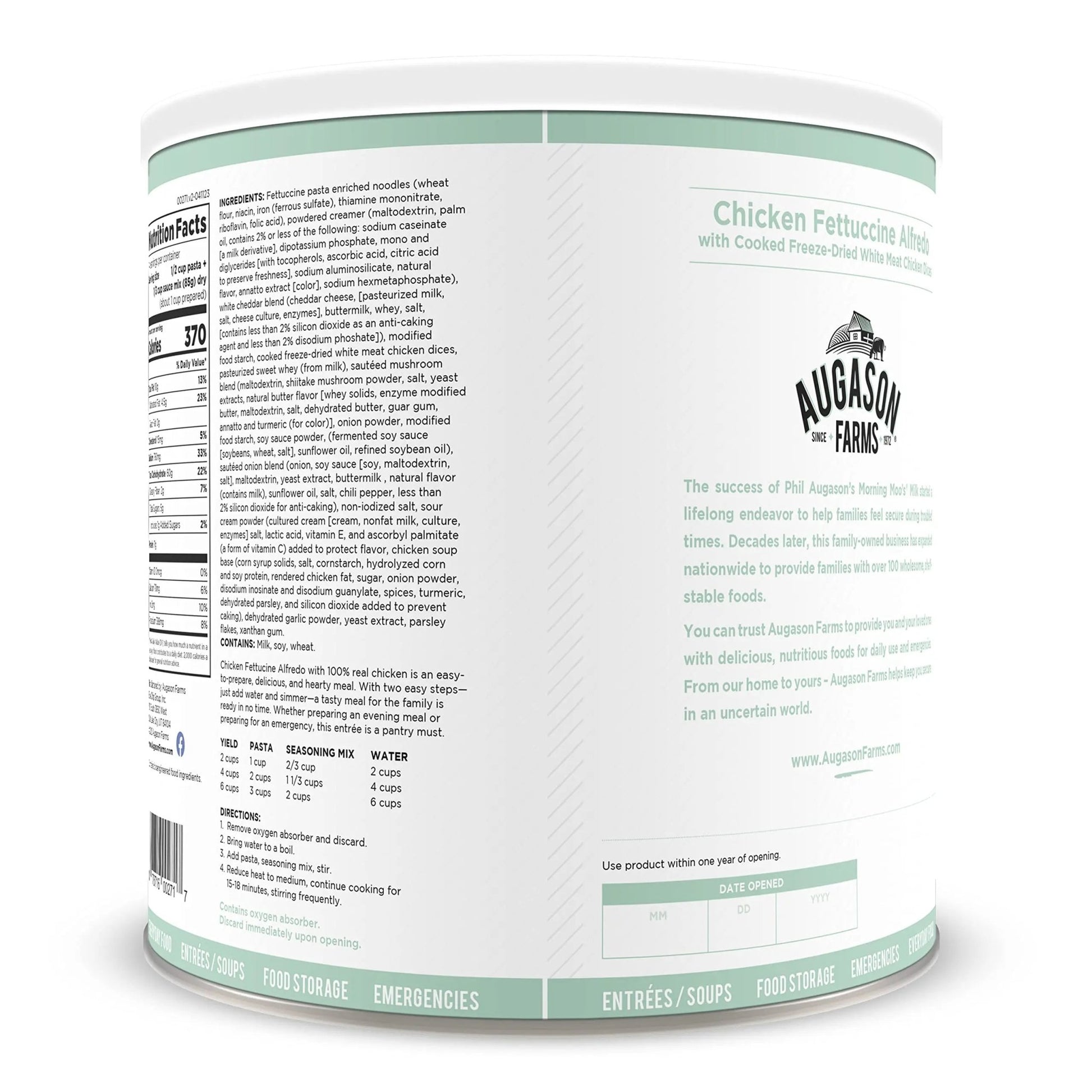 Augason Farms Freeze Dried Chicken Fettuccine Alfredo Kit 42.02 Oz No. 10 Can - Fresh Hearth