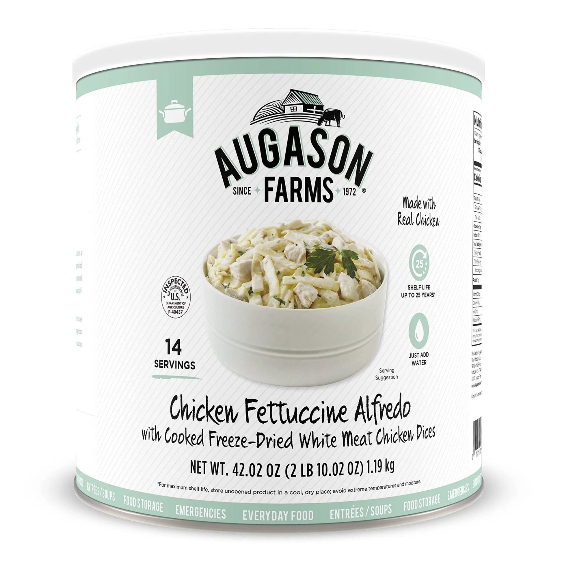 Augason Farms Freeze Dried Chicken Fettuccine Alfredo Kit 42.02 Oz No. 10 Can - Fresh Hearth