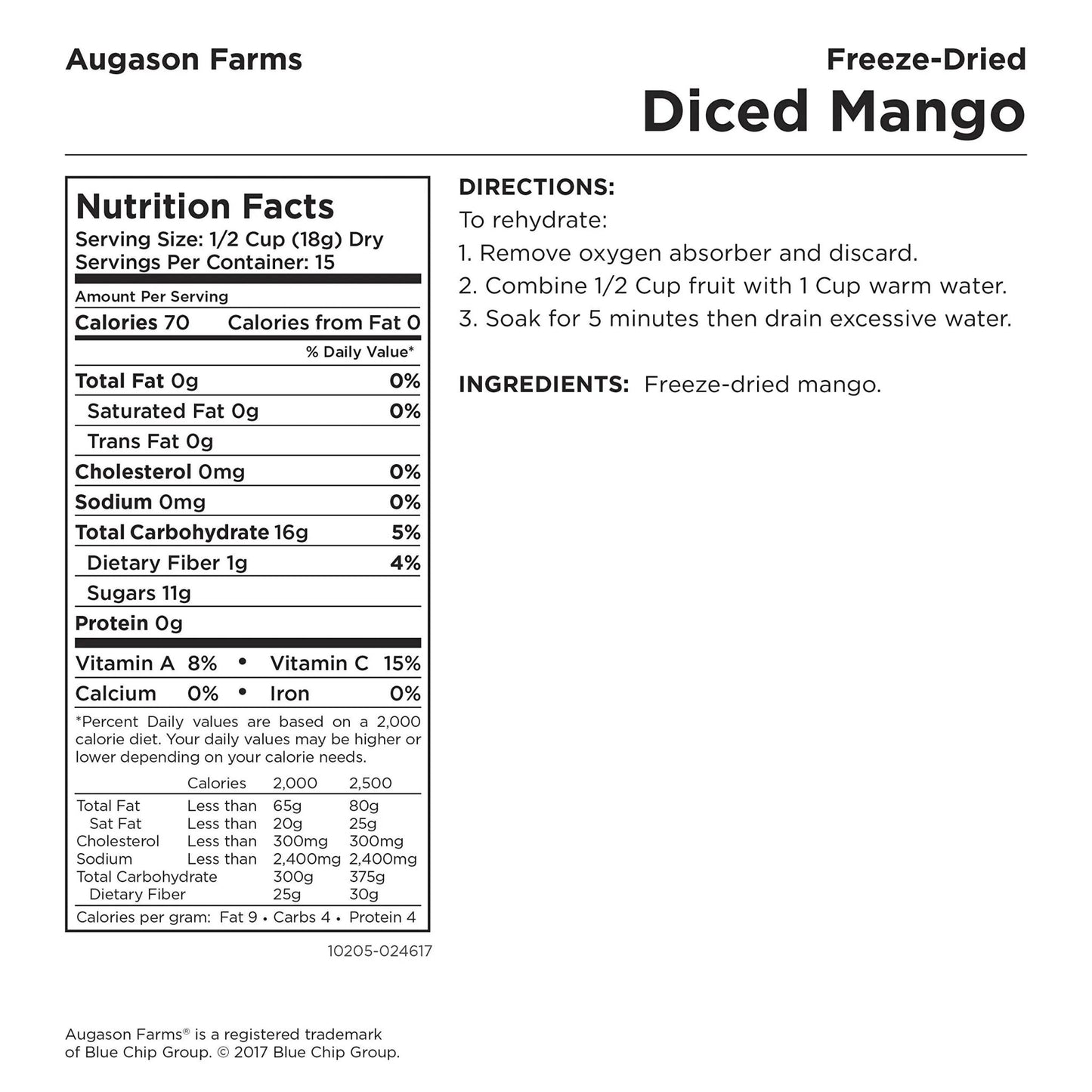 Augason Farms Freeze Dried Mango 9.52 oz No. 10 Can - Fresh Hearth