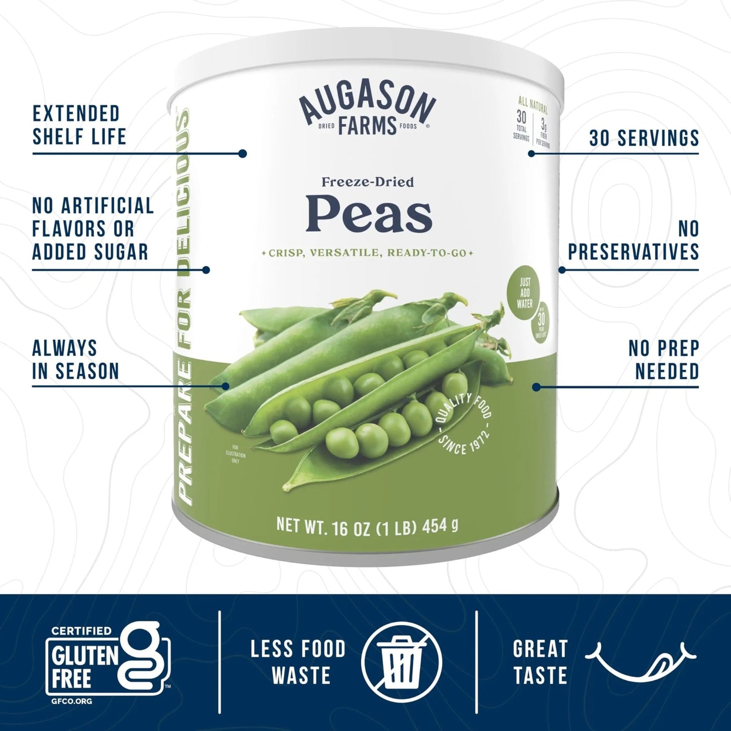 Augason Farms Freeze Dried Peas Can, Emergency Food Supply, Everyday Meals, 30 Servings - Fresh Hearth