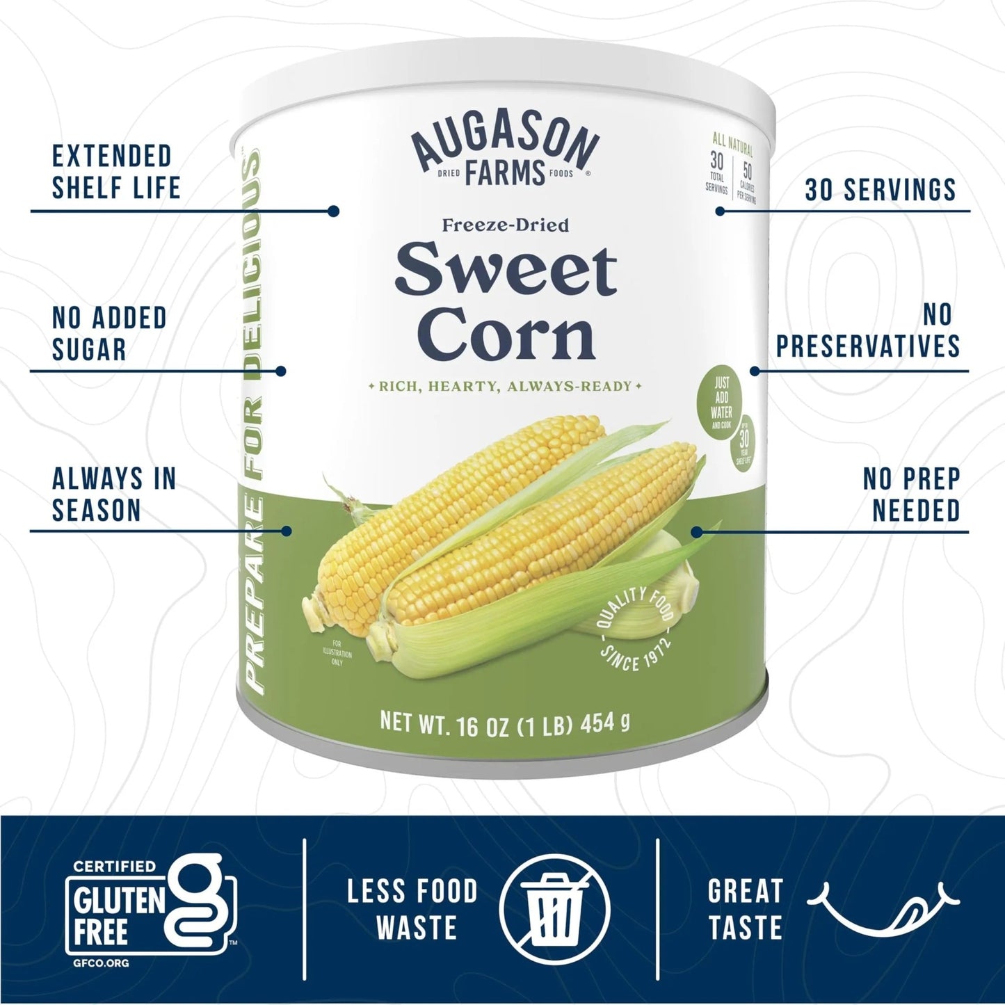 Augason Farms Freeze Dried Sweet Corn Can, Emergency Food Supply, Everyday Meals, 30 Servings - Fresh Hearth