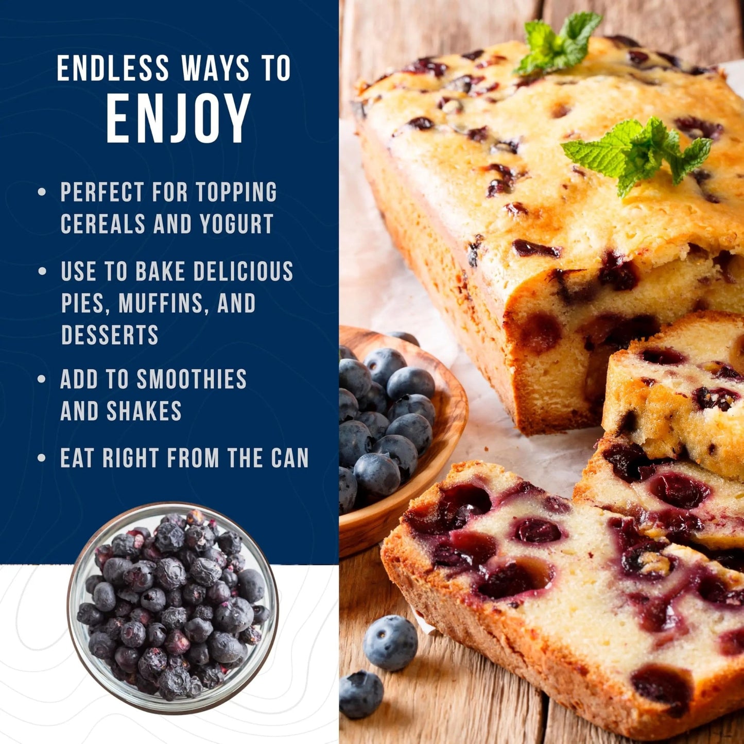 Augason Farms Freeze Dried Whole Blueberries Can, Emergency Food Supply, Everyday Meals, 26 Servings - Fresh Hearth