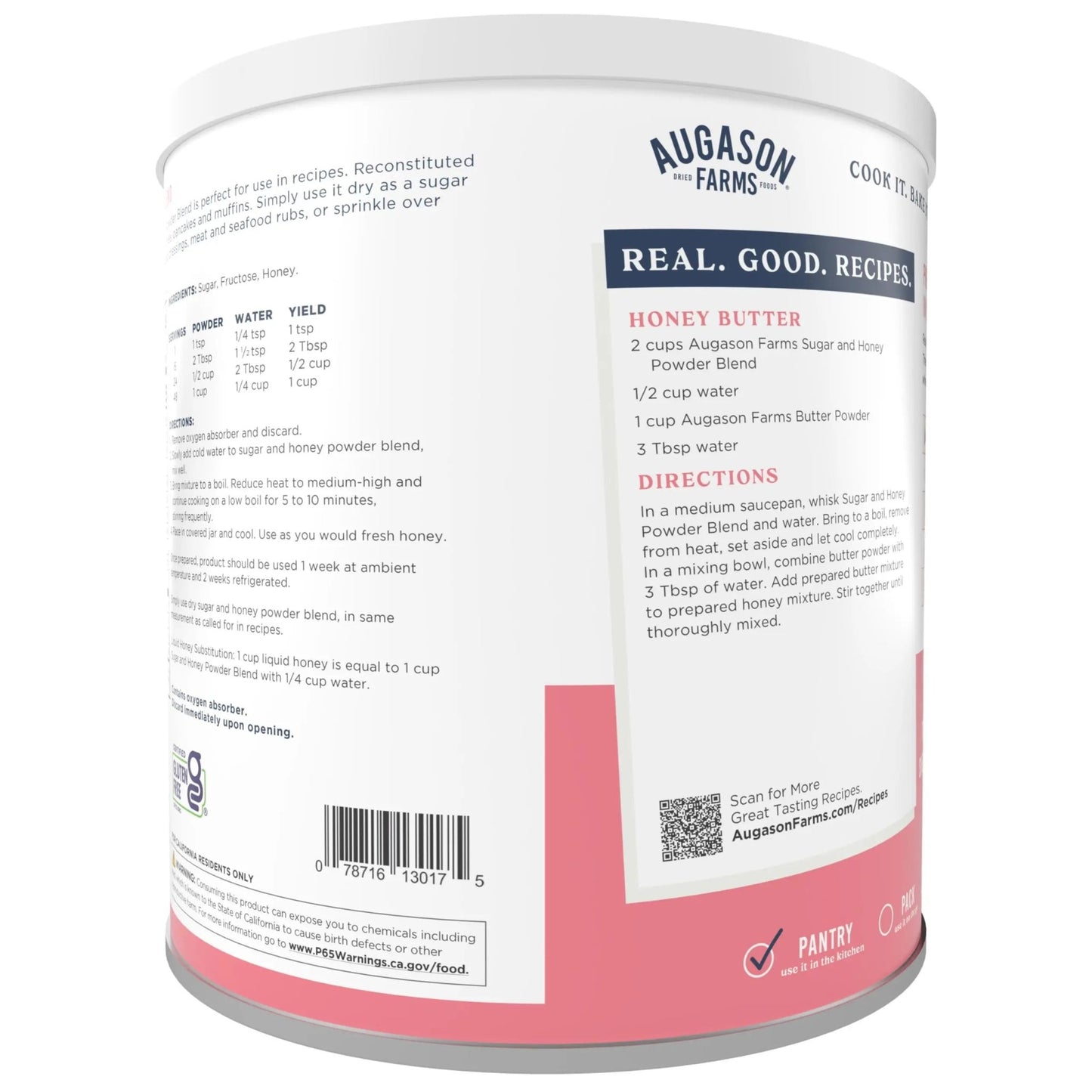 Augason Farms Sugar & Honey Powder Blend Can, Emergency Food Supply, Everyday Meals, 227 Servings - Fresh Hearth