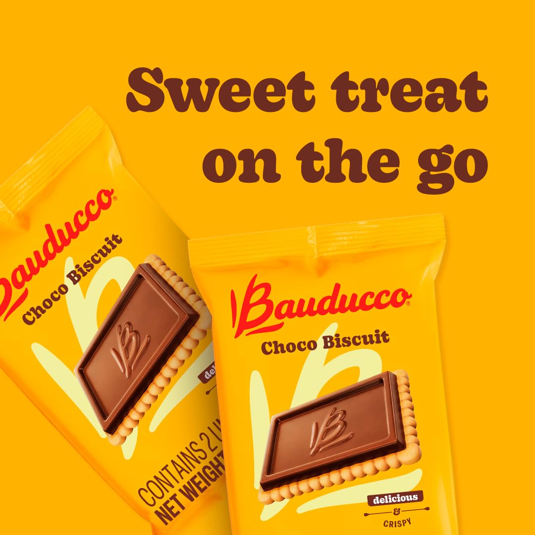 Bauducco Choco Biscuit Cookies,15.2 oz (Pack of 24) - Crispy & Delicious Chocolate Cookies, Individually Wrapped for Snacks, Dessert & Lunch Boxes - 2 Cookies per Pack - Fresh Hearth