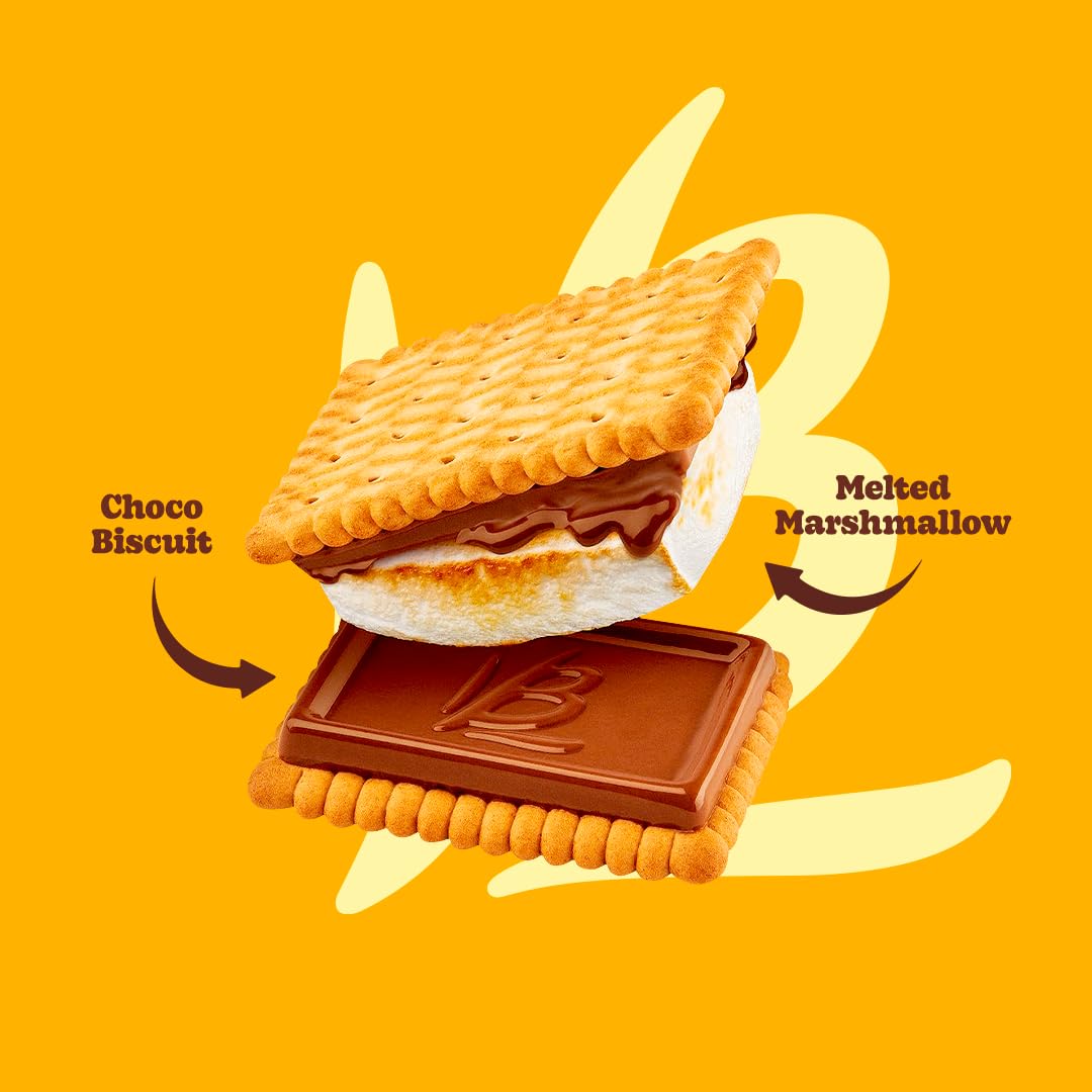 Bauducco Choco Biscuit S’mores Kit, 16.94 oz (Pack of 20) - Individually Wrapped Packs with 2 Chocolate Biscuits & Marshmallows for Easy S’mores Making - Fresh Hearth