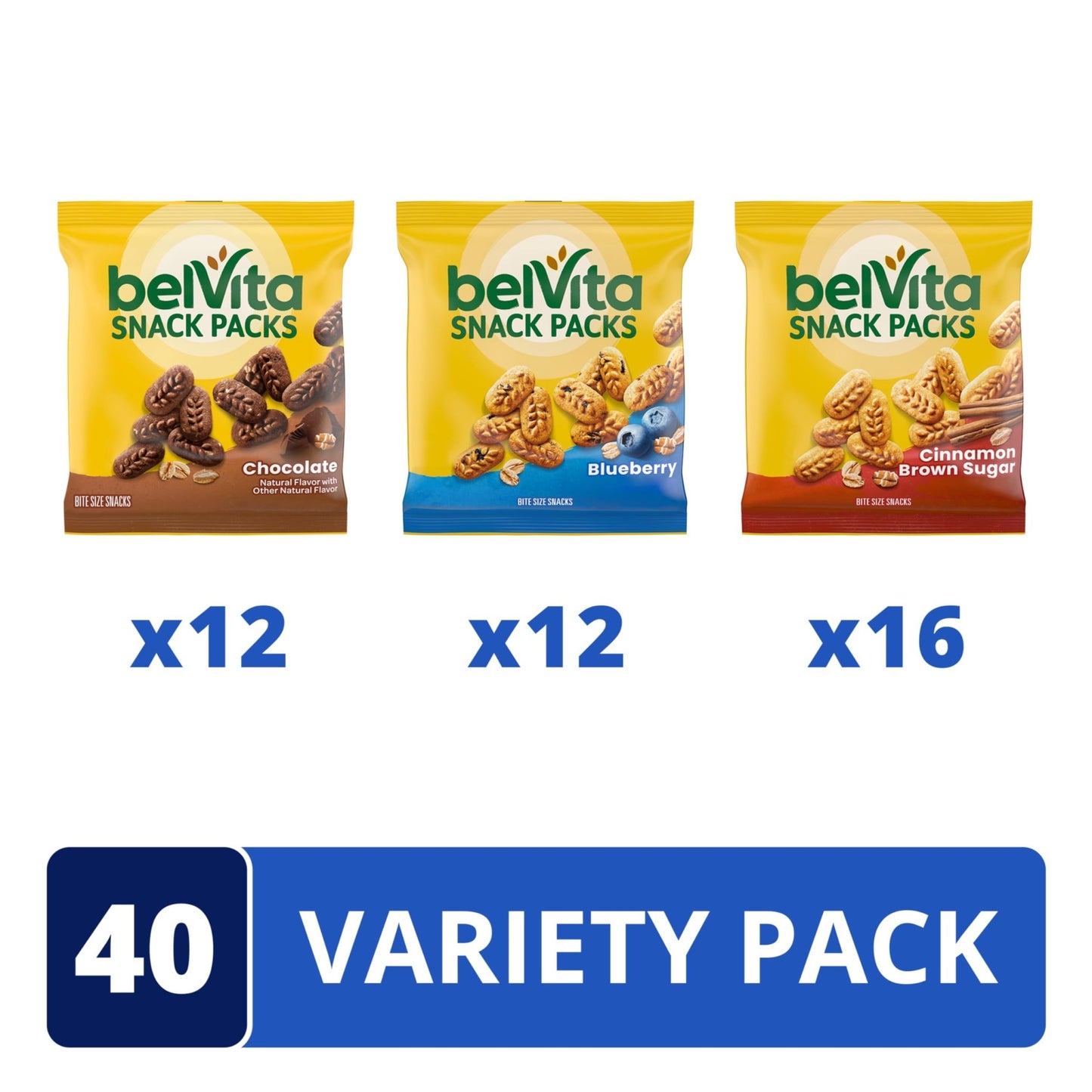 belVita Bites Breakfast Biscuits Variety Pack, 3 Flavors, 40 Snack Packs - Fresh Hearth