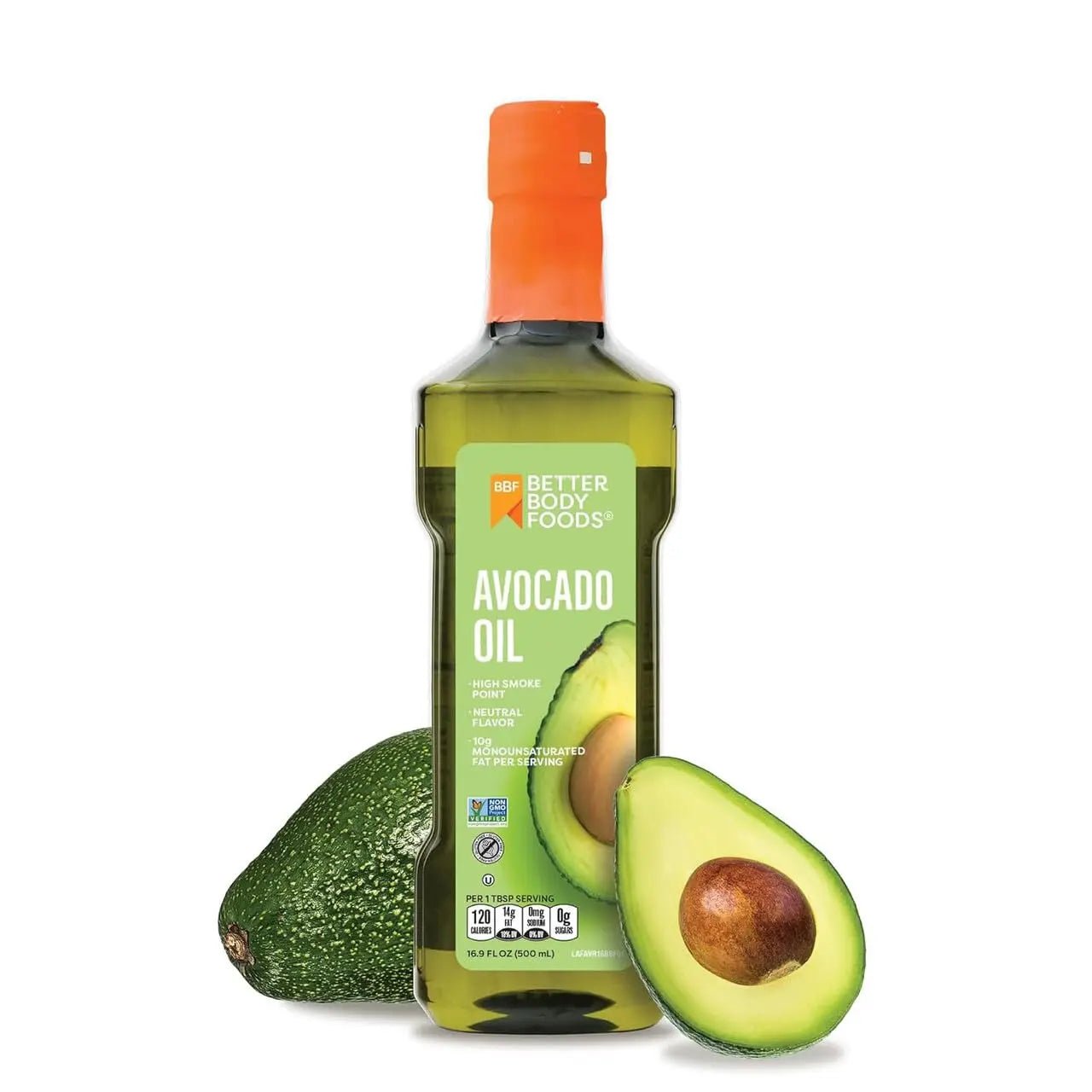 BetterBody Foods Refined Avocado Oil, Non - GMO Cooking Oil, Kosher, Keto and Paleo Diet Friendly, Frying, Baking, Avocado Oil, 500 mL, 16.9 Fl Oz - Fresh Hearth