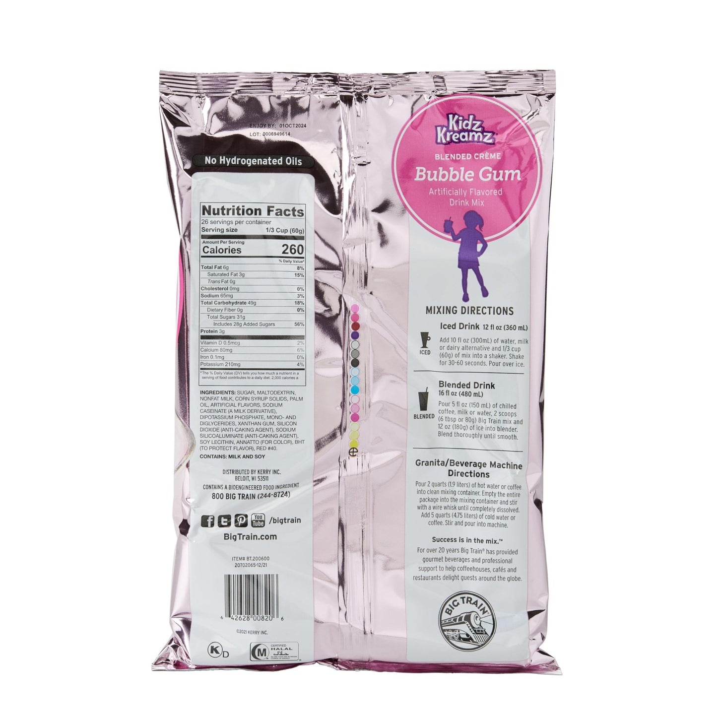 Big Train Kidz Kreamz Bubble Gum Blended Beverage Mix, 3.5 Pound (Pack of 1) - Fresh Hearth