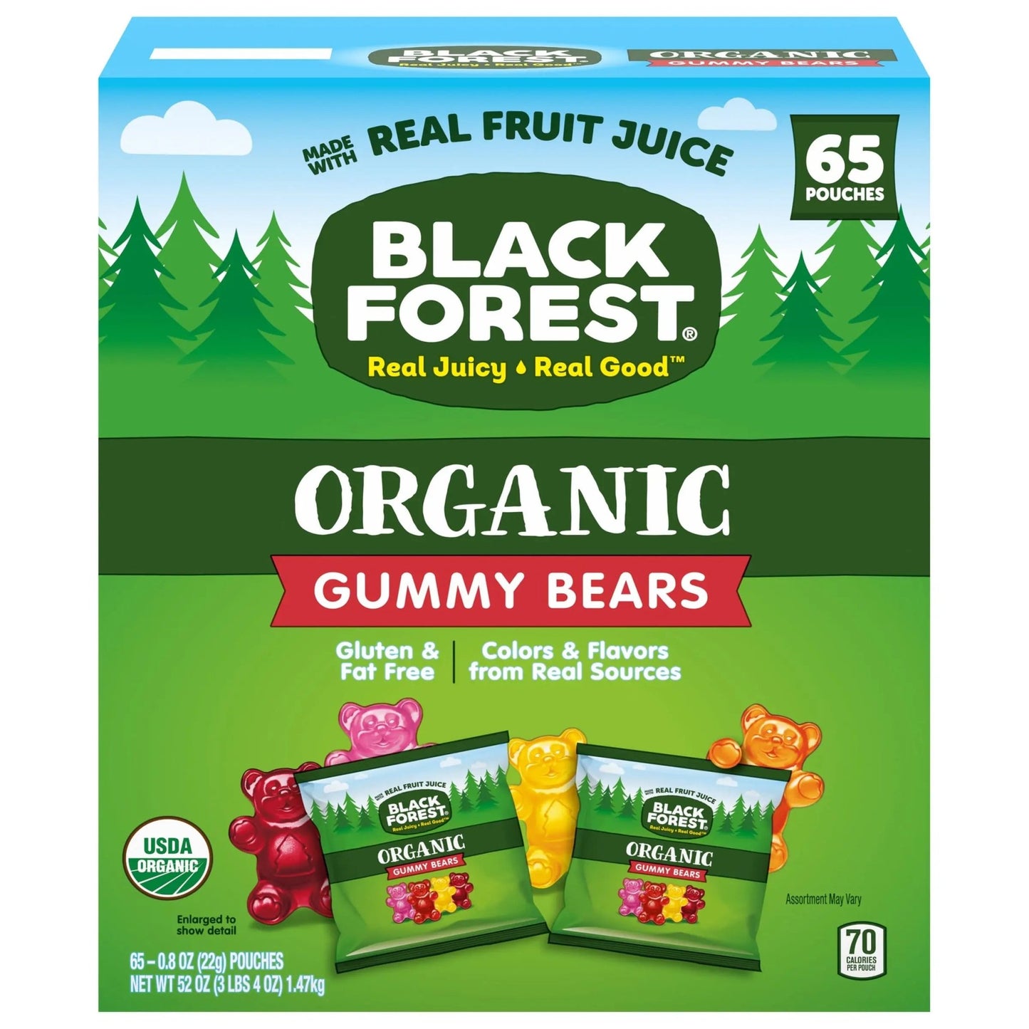 Black Forest Gummy Bears Organic Gummy Bears Candy, 0.8 Ounce Pouches (65 Count) - Fresh Hearth
