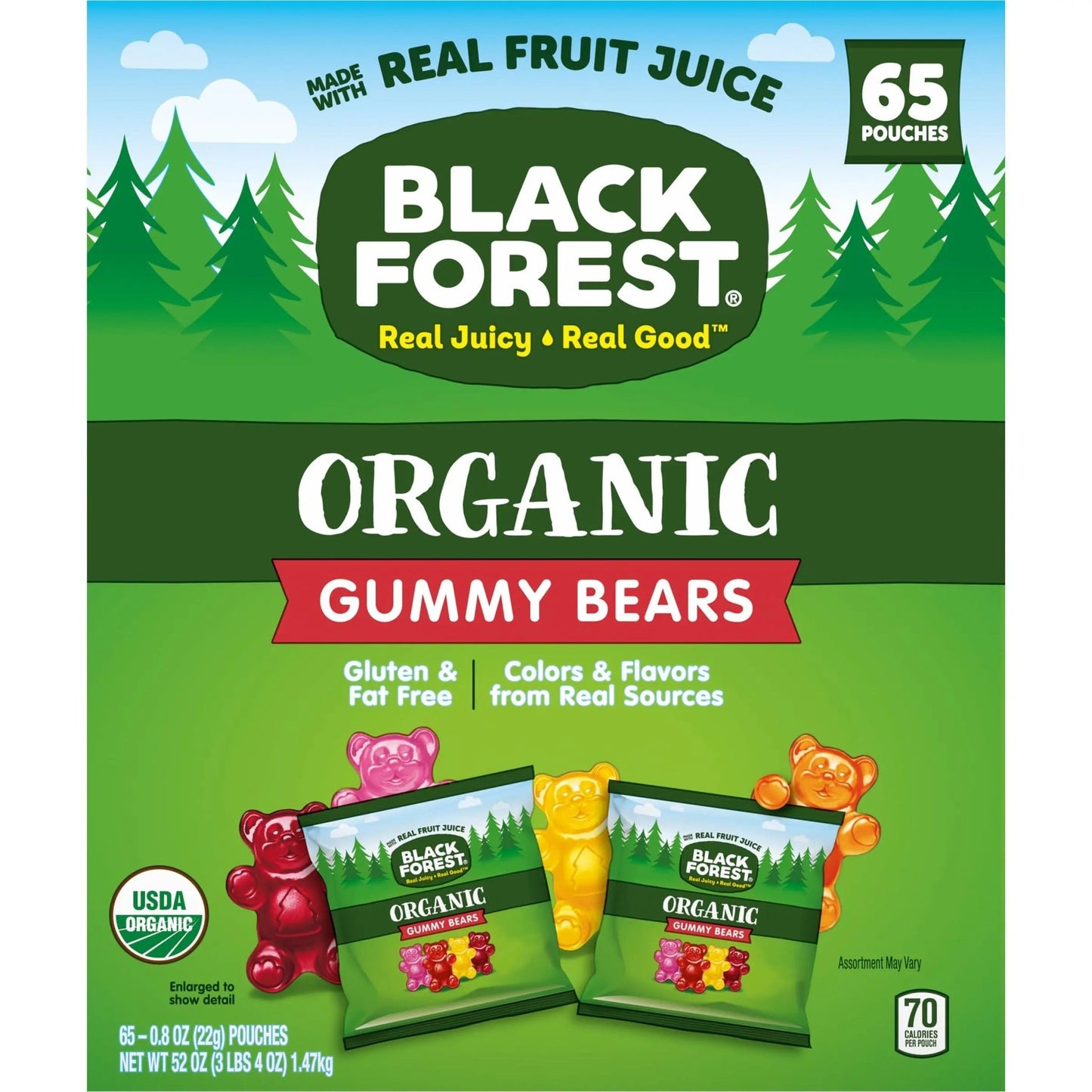 Black Forest Gummy Bears Organic Gummy Bears Candy, 0.8 Ounce Pouches (65 Count) - Fresh Hearth