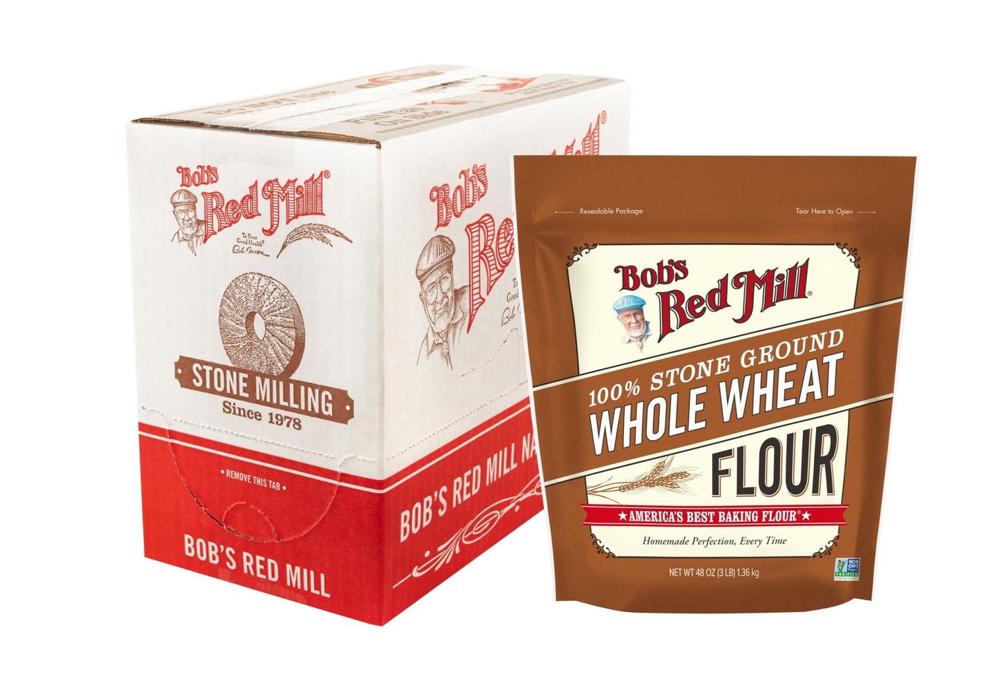 Bob's Red Mill Whole Wheat Flour, 3 Pound (Pack of 4) - Whole Grain, Non - GMO, Vegan - Fresh Hearth