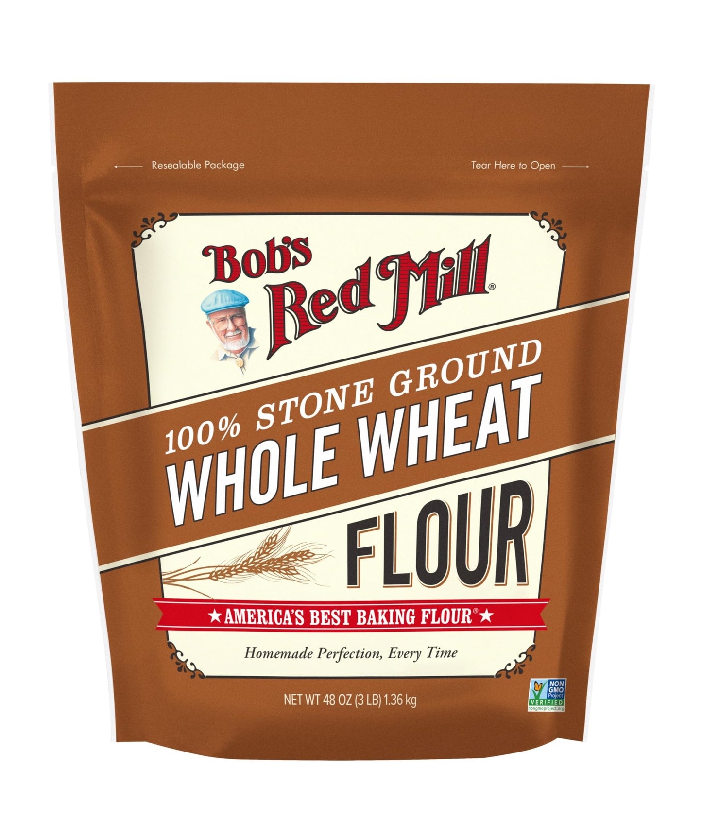 Bob's Red Mill Whole Wheat Flour, 3 Pound (Pack of 4) - Whole Grain, Non - GMO, Vegan - Fresh Hearth