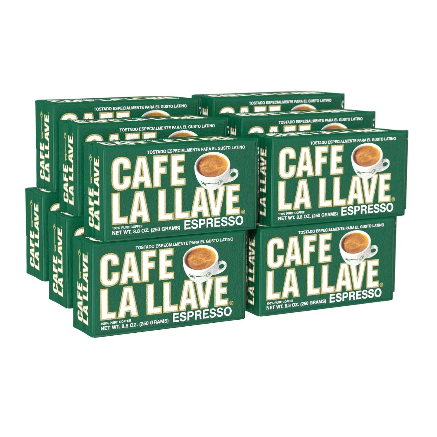 Cafe La Llave Dark Roast Espresso Ground Cuban Coffee, 8.8 oz (Pack of 12) - Rich and Bold - Premium Arabica Beans - Fresh Hearth