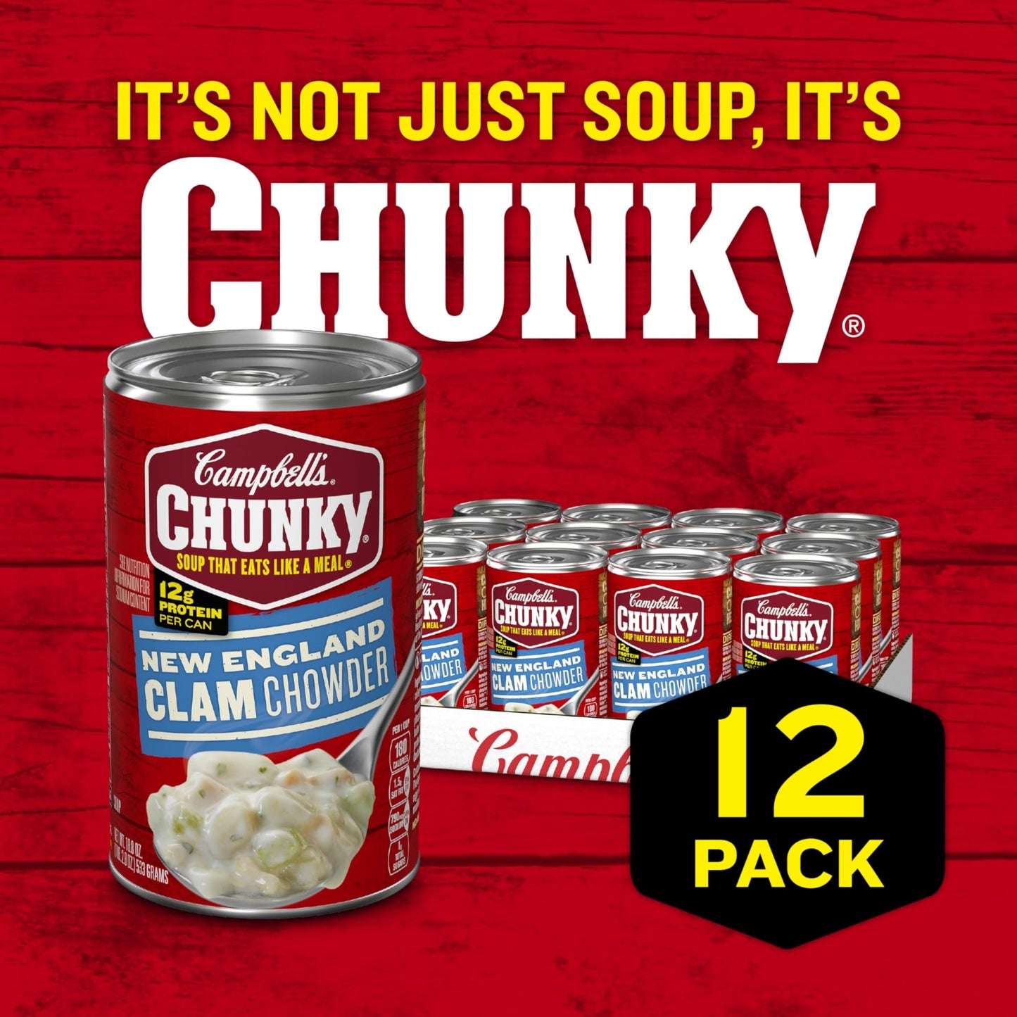 Campbell's Chunky Soup, New England Clam Chowder, 18.8 Ounce Can (Case Of 12) - Fresh Hearth