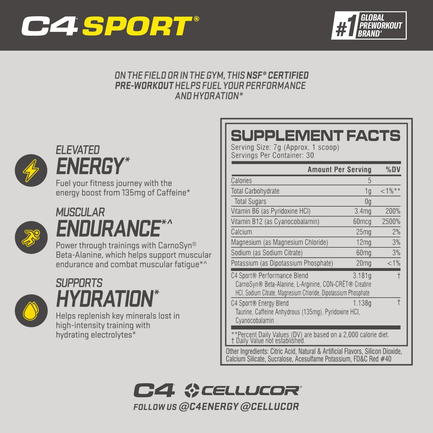 Cellucor C4 Sport Pre Workout Powder Fruit Punch - NSF Certified for Sport | 30 Servings, Packaging may vary. - Fresh Hearth