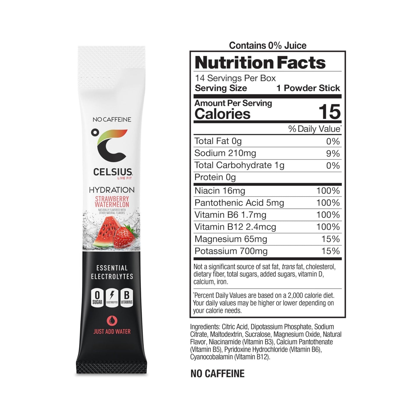 CELSIUS Hydration™ Strawberry Watermelon, Sugar Free Electrolyte Hydration Drink Mix (Pack of 14) - Fresh Hearth