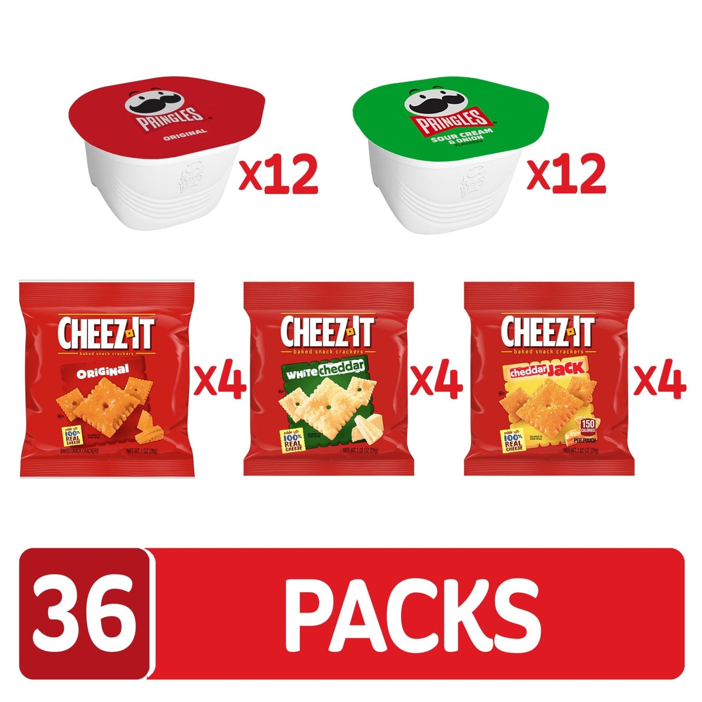 Cheez - It and Pringles Variety Pack, Lunch Snacks, Kids Snacks, Variety Pack (36 Packs) - Fresh Hearth