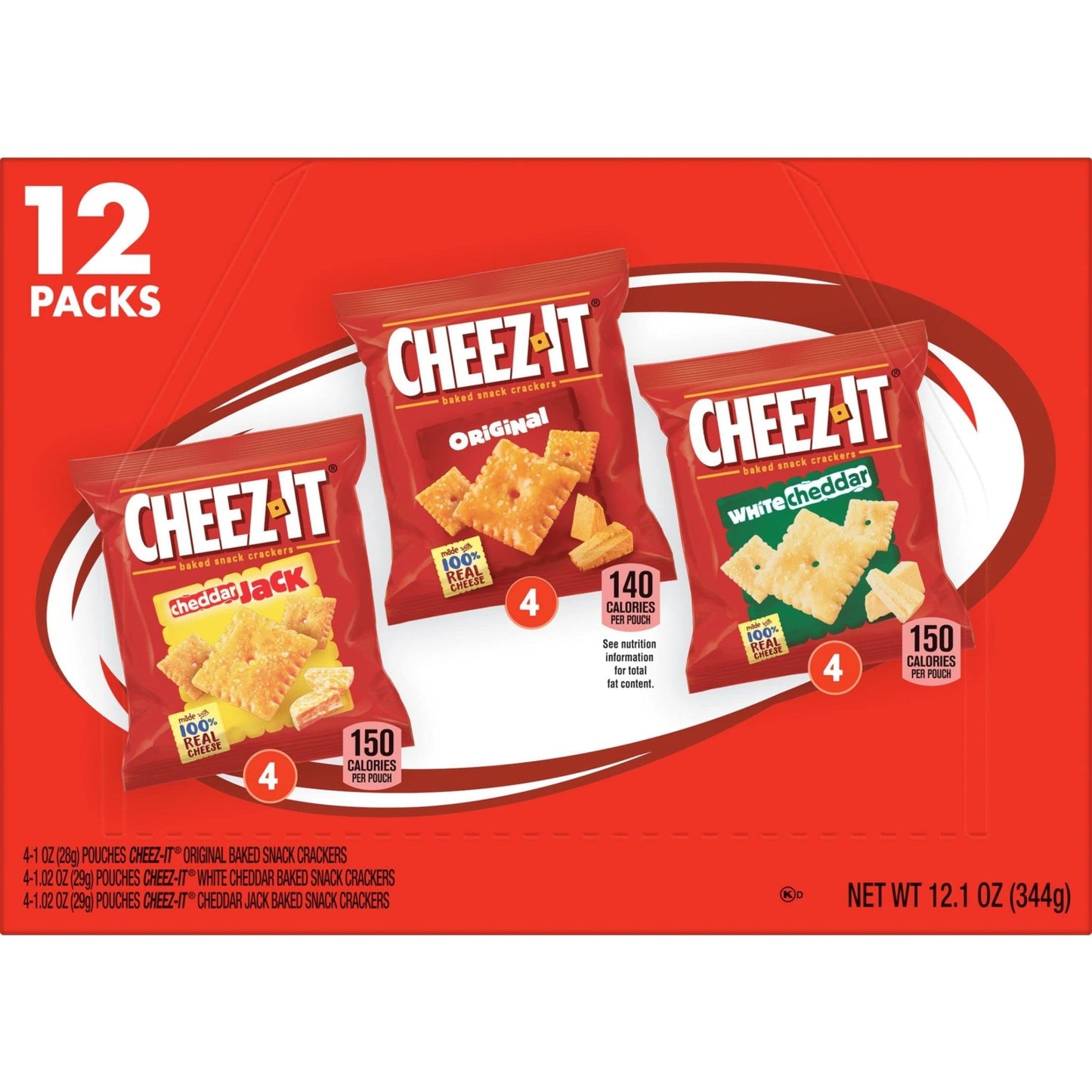 Cheez - It Cheese Crackers, Baked Snack Crackers, Lunch Snacks, Variety Pack, 12.1oz Box (12 Packs) - Fresh Hearth