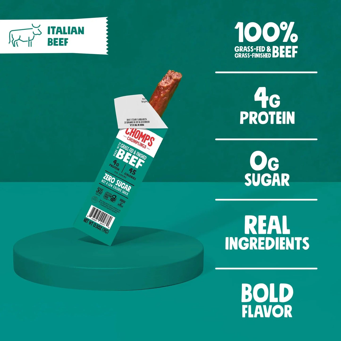 Chomps Snack Size Grass - Fed Italian Beef Jerky Snack Sticks 0.5oz 24 - Pack - Keto, Paleo, Whole30, 4g Lean Meat Protein, Gluten - Free, Zero Sugar Food, Non - GMO Chomplings - Fresh Hearth