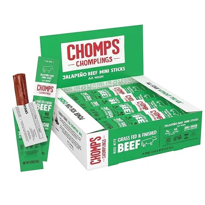 Chomps Snack Size Grass - Fed Italian Beef Jerky Snack Sticks 0.5oz 24 - Pack - Keto, Paleo, Whole30, 4g Lean Meat Protein, Gluten - Free, Zero Sugar Food, Non - GMO Chomplings - Fresh Hearth