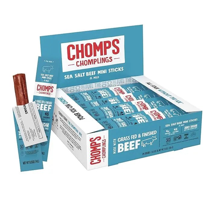 Chomps Snack Size Grass - Fed Italian Beef Jerky Snack Sticks 0.5oz 24 - Pack - Keto, Paleo, Whole30, 4g Lean Meat Protein, Gluten - Free, Zero Sugar Food, Non - GMO Chomplings - Fresh Hearth