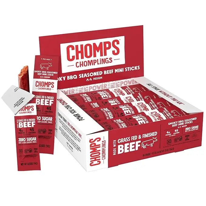 Chomps Snack Size Grass - Fed Italian Beef Jerky Snack Sticks 0.5oz 24 - Pack - Keto, Paleo, Whole30, 4g Lean Meat Protein, Gluten - Free, Zero Sugar Food, Non - GMO Chomplings - Fresh Hearth
