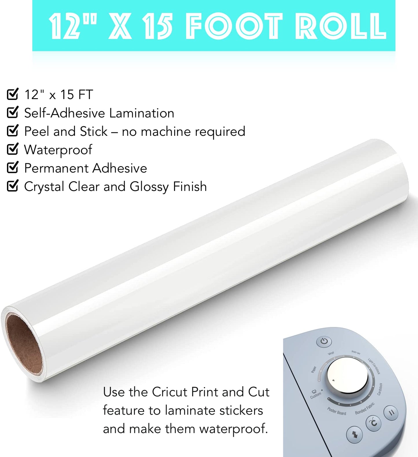 Clear Vinyl Laminate for Stickers, 12" x 15FT Laminate Roll Self - Adhesive for Decals, Stencils, Waterproof, Permanent Clear Adhesive Vinyl Laminate, Glossy Sticker Laminate by Turner Moore Edition - Fresh Hearth