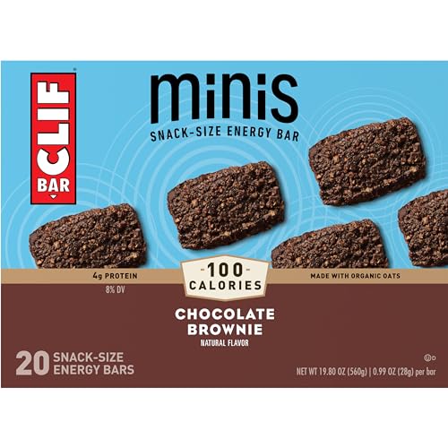 CLIF BAR Minis - Chocolate Brownie Flavor - Made with Organic Oats - 4g Protein - Non - GMO - Plant Based - Snack - Size Energy Bars - 0.99 oz. (20 Pack) - Fresh Hearth