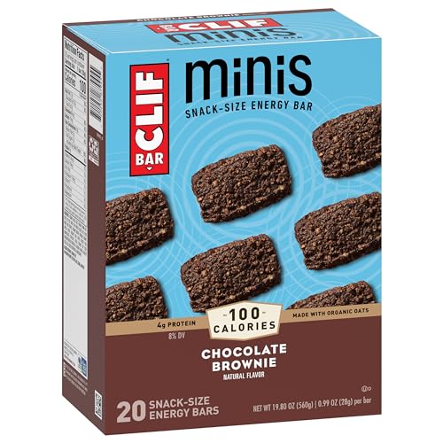 CLIF BAR Minis - Chocolate Brownie Flavor - Made with Organic Oats - 4g Protein - Non - GMO - Plant Based - Snack - Size Energy Bars - 0.99 oz. (20 Pack) - Fresh Hearth