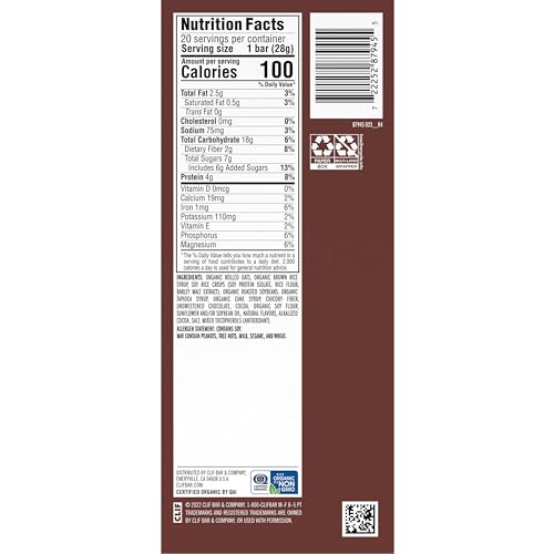 CLIF BAR Minis - Chocolate Brownie Flavor - Made with Organic Oats - 4g Protein - Non - GMO - Plant Based - Snack - Size Energy Bars - 0.99 oz. (20 Pack) - Fresh Hearth