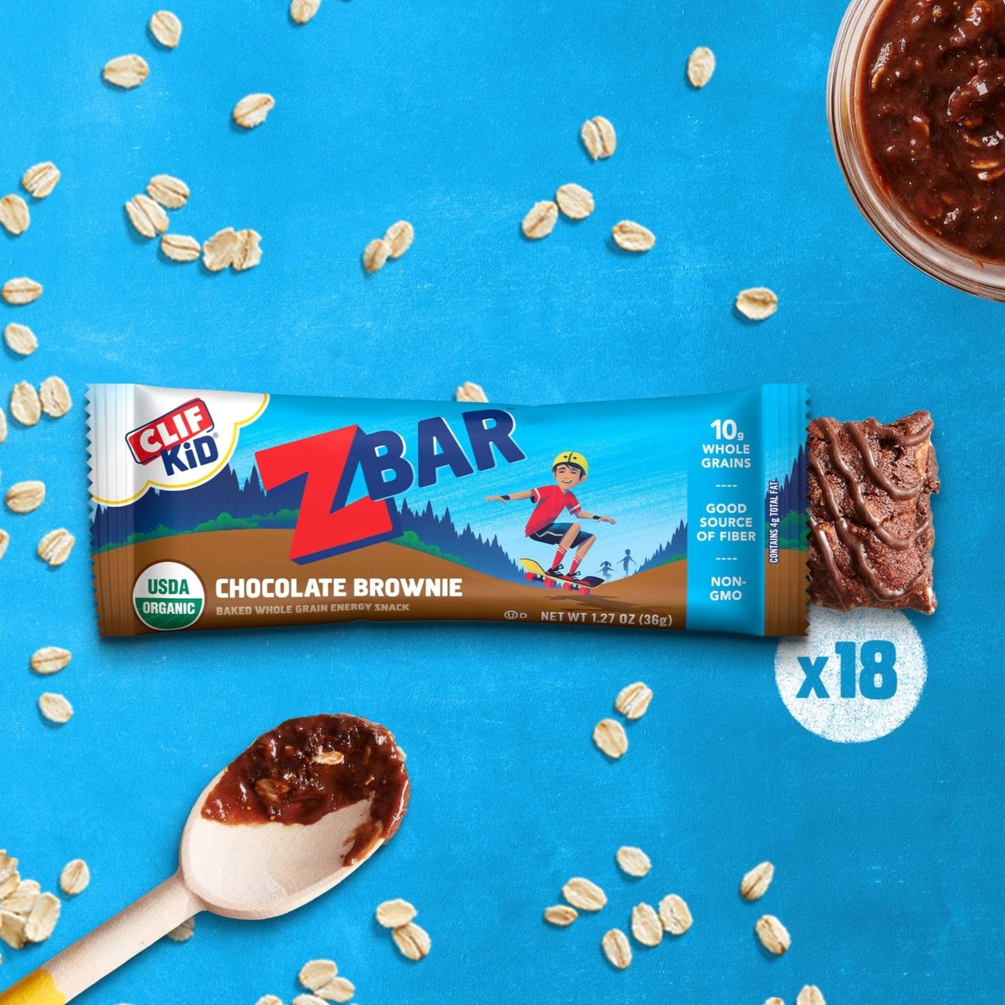 CLIF Kid Zbar - Chocolate Brownie - Soft Baked Whole Grain Snack Bars - USDA Organic - Non - GMO - Plant - Based - 1.27 oz. (18 Pack) - Fresh Hearth