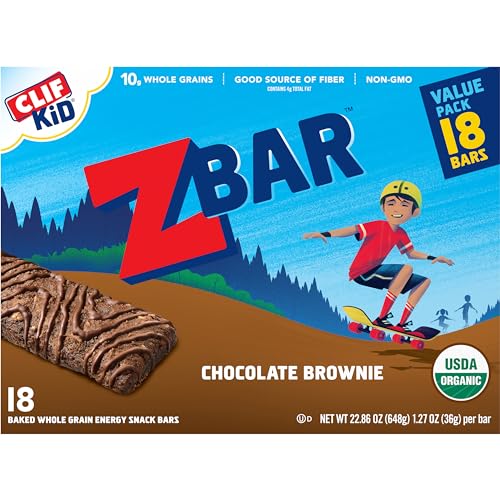 CLIF Kid Zbar - Chocolate Brownie - Soft Baked Whole Grain Snack Bars - USDA Organic - Non - GMO - Plant - Based - 1.27 oz. (18 Pack) - Fresh Hearth